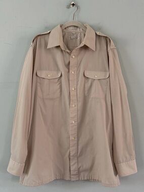 Vintage Christian Dior Safari Beige Button Down Long Sleeve Shirt